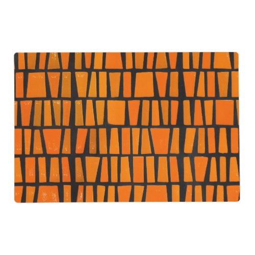 Orange and black african tribal pattern placemat