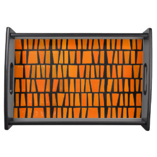 Orange and black african tribal pattern serving tray