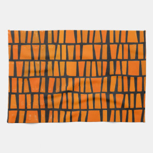 Orange and black african tribal pattern towel