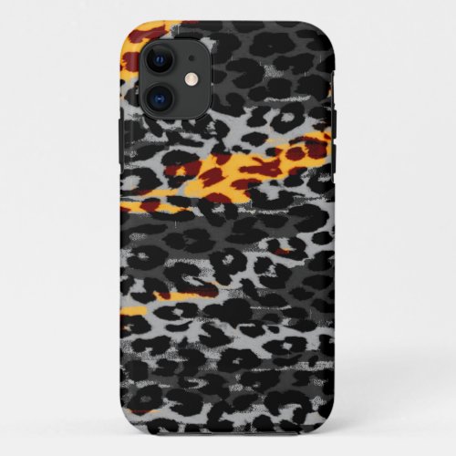 Orange and black animal print texture of leopard iPhone 11 case