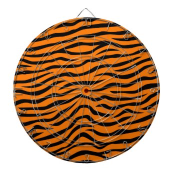 Orange And Black Animal Print Tiger Stripes Dartboard With Darts by Birthday_Party_House at Zazzle
