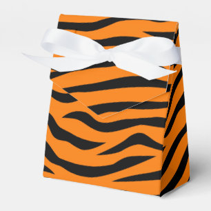 Orange and Black Animal Print Tiger Stripes Favor Boxes