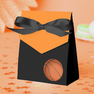 Orange and Black Basketball Baby Shower Treat Favor Boxes