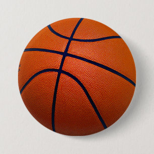 Orange and Black Basketball Button