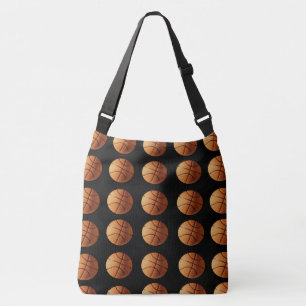 Orange And Black Basketball Pattern, Crossbody Bag