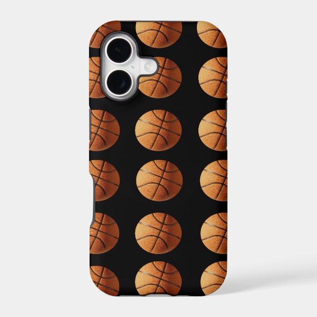 Orange And Black Basketball Pattern, Iphone Case (Back)