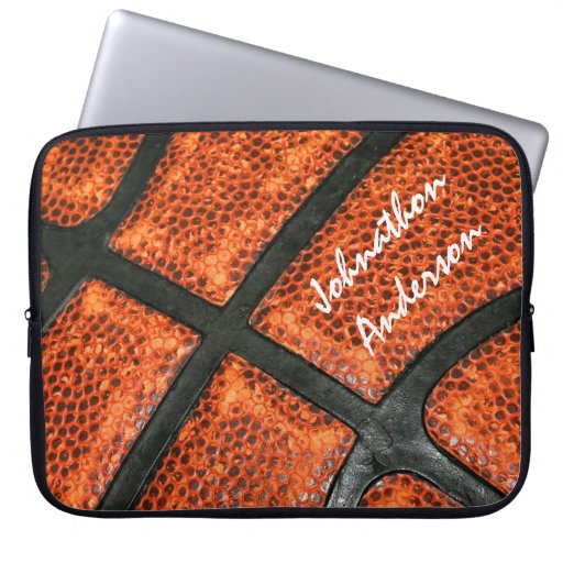 Orange and Black Basketball Pattern With Autograph Computer Sleeve