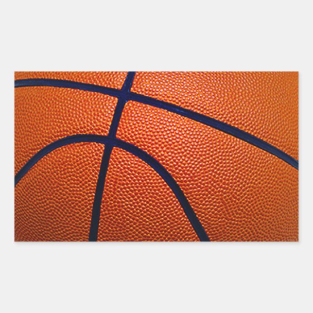 Orange and Black Basketball Rectangular Sticker (Front)