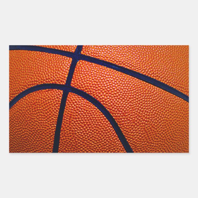 Orange and Black Basketball Rectangular Sticker (Front)