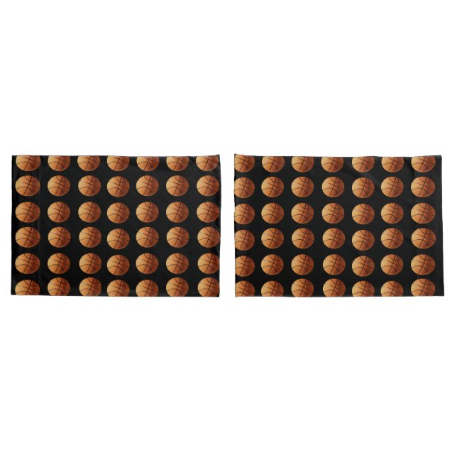 Orange And Black Basketballs Pattern,   Pillow Case (Back-Set)
