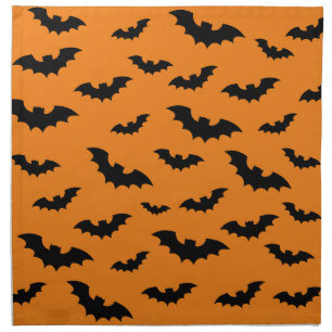 Orange and black bats cloth Halloween napkins
