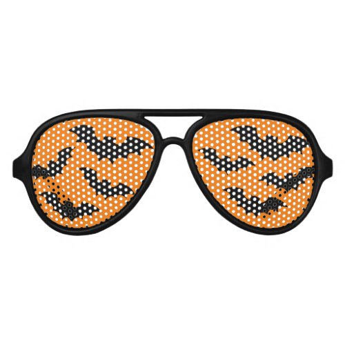 Orange and black bats Halloween costume party Aviator Sunglasses