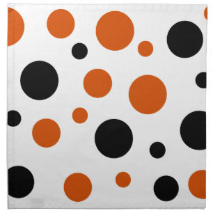 Orange and Black Big Polka Dots Napkin