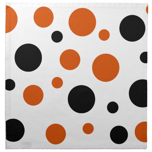 Orange and Black Big Polka Dots Napkin (Front)