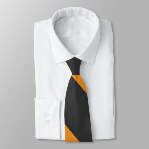 Orange and Black Broad University Stripe Neck Tie
