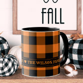 Halloween Orange and Black Checkerboard Pattern SM Coffee Mug by