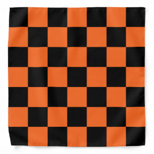 Orange and Black Buffalo Check Plaid Bandana