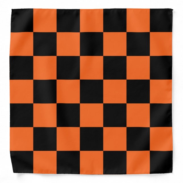 Orange and Black Buffalo Check Plaid Bandana (Front)