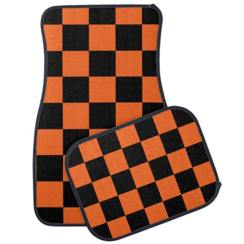 Orange and Black Buffalo Check Plaid Car Floor Mat