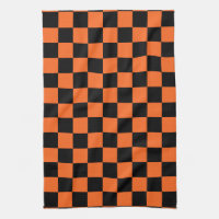 Plaid Kitchen Towels Orange & Black