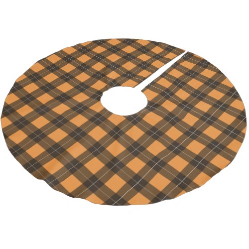 Orange and Black Buffalo Plaid Checker Pattern Brushed Polyester Tree Skirt