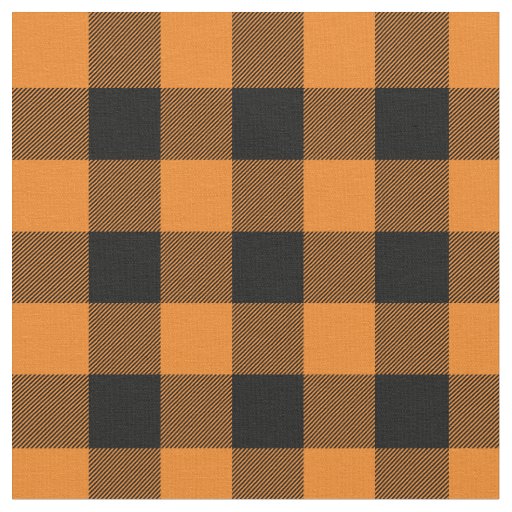 Orange and Black Buffalo Plaid Fabric