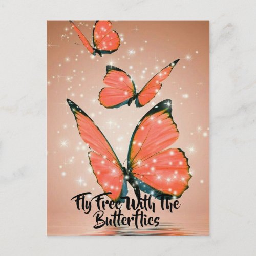 Orange and Black Butterflies with Black Borders Postcard