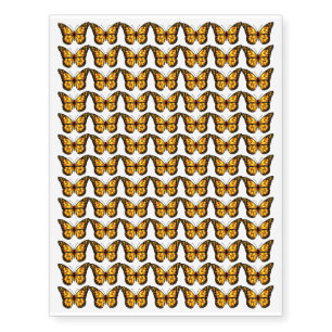 Orange and Black Butterfly Design Temporary Tattoos