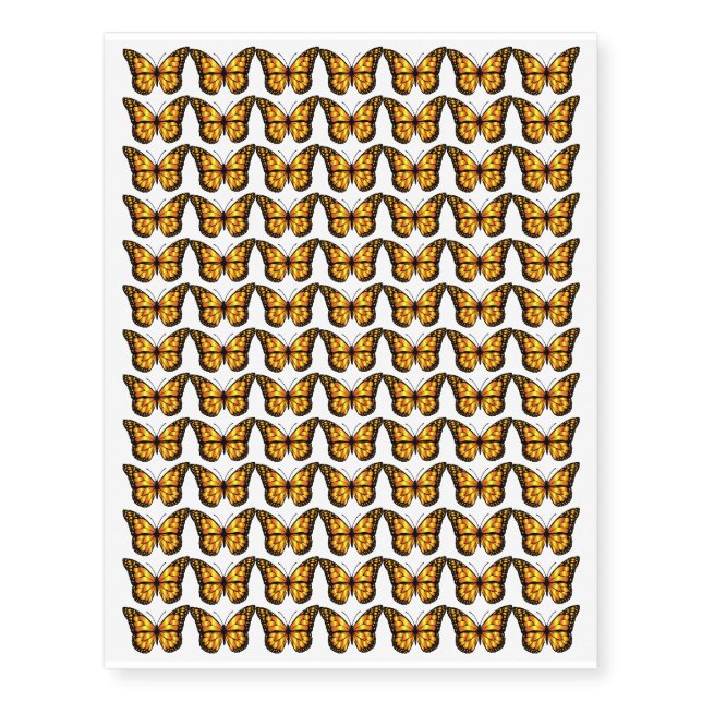 Orange and Black Butterfly Design Temporary Tattoos (Front)