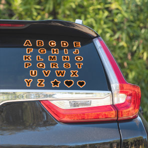 Orange and Black Capital Text Letters Alphabet Sticker