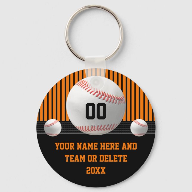 Orange and Black, Cheap Baseball Team Gifts Keychain (Front)