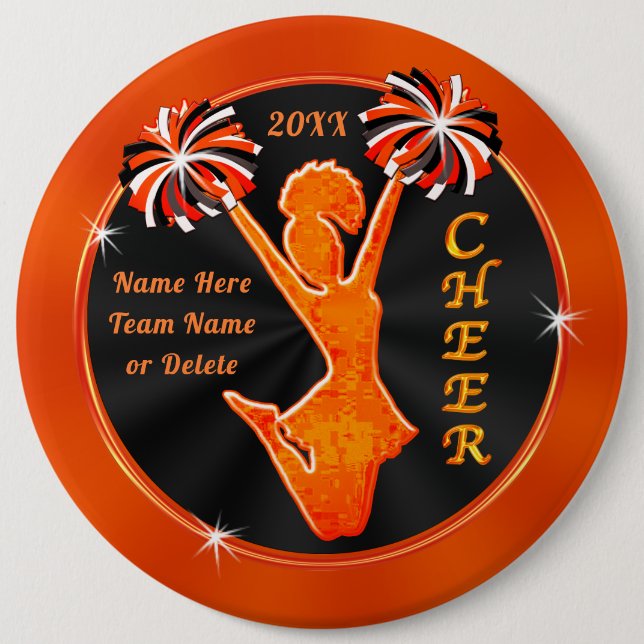 Orange and Black Cheap, Cheerleading Party Favors, Button (Front)