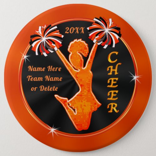 Orange and Black Cheap Cheerleading Party Favors Button