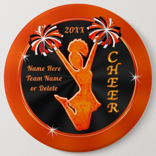 Orange and Black Cheap Cheerleading Party Favors Button