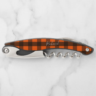 Orange and Black Checker Waiter's Corkscrew