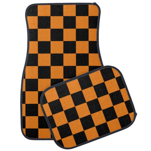 Orange and Black Checkered Car Floor Mat