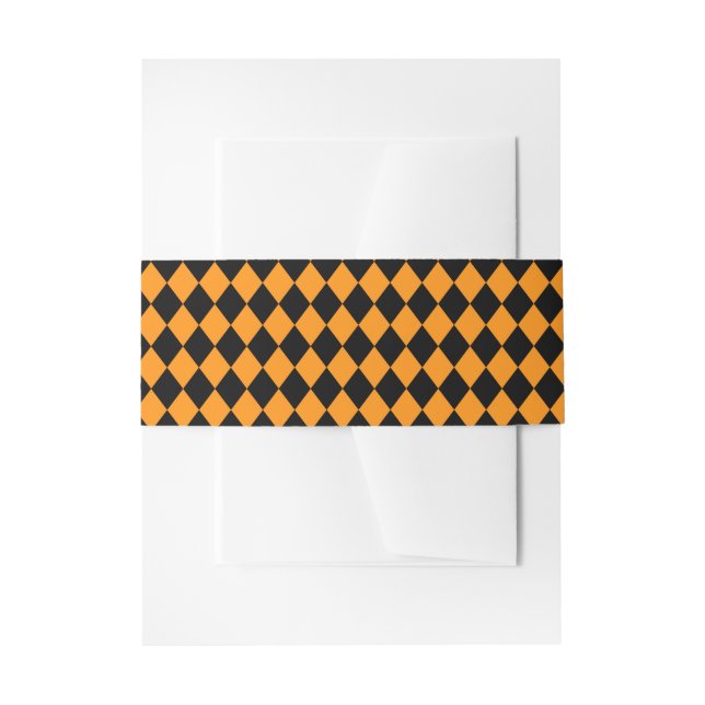 orange and black checkered halloween invitation belly band (Front Example)