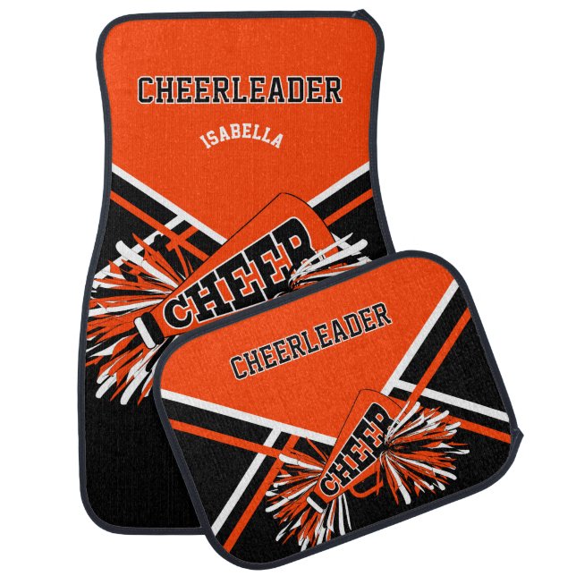 Orange and Black Cheerleader Design Car Floor Mat (Set)