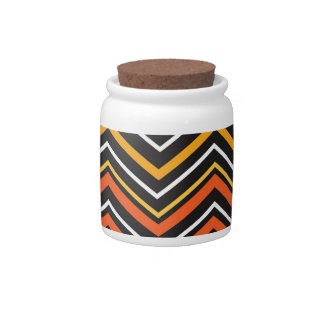 Orange and Black Chevron Halloween Candy Jar