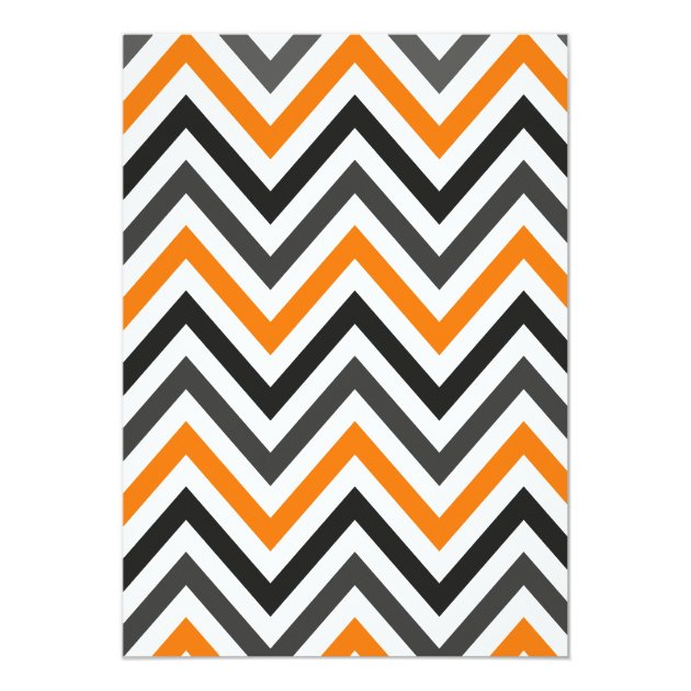 Orange And Black Chevron Halloween Invitation