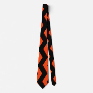 Orange and Black Chevron Neck Tie