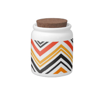 Orange and Black Chevron Pattern Modern Candy Jar