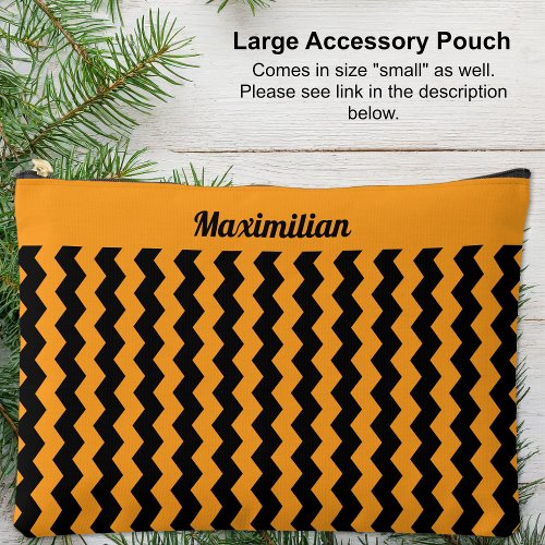 Orange and Black Chevrons _ LARGE Accessory Pouch