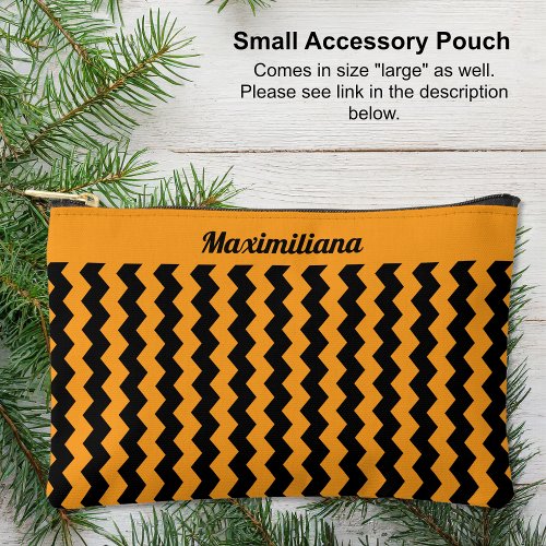 Orange and Black Chevrons _ SMALL Accessory Pouch