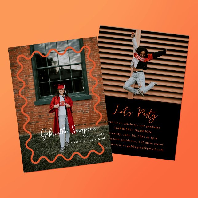 Orange and Black Class of 2025 Grad Party Invitation (Creator Uploaded)