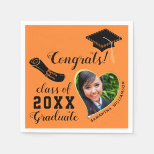 Orange and Black Class of 2026 Graduate Graduation Napkins