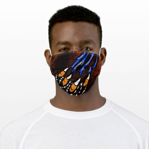 ORANGE AND BLACK CLAWS   ADULT CLOTH FACE MASK