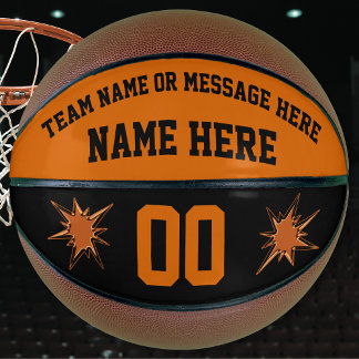 Orange and Black Custom Basketball Full Size, Mini