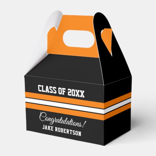 Orange and Black Custom Graduation Favor Boxes