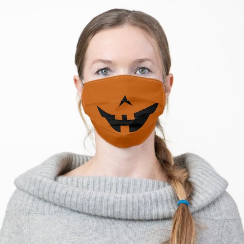 Orange and Black Cute Pumpkin Face Halloween Adult Cloth Face Mask